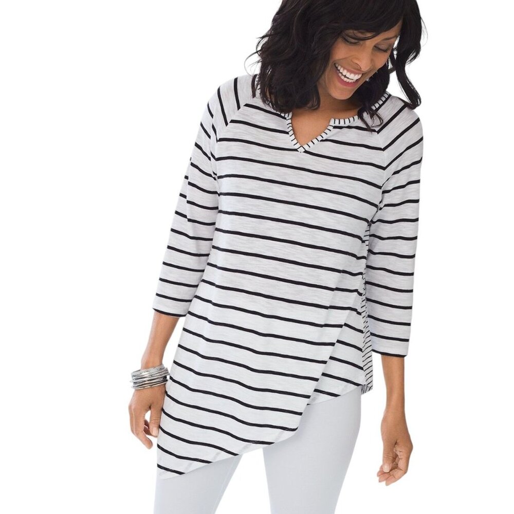 Chicos Top Womens Size 2/L Asymmetric Capsule Work Office Staple Basic Everyday